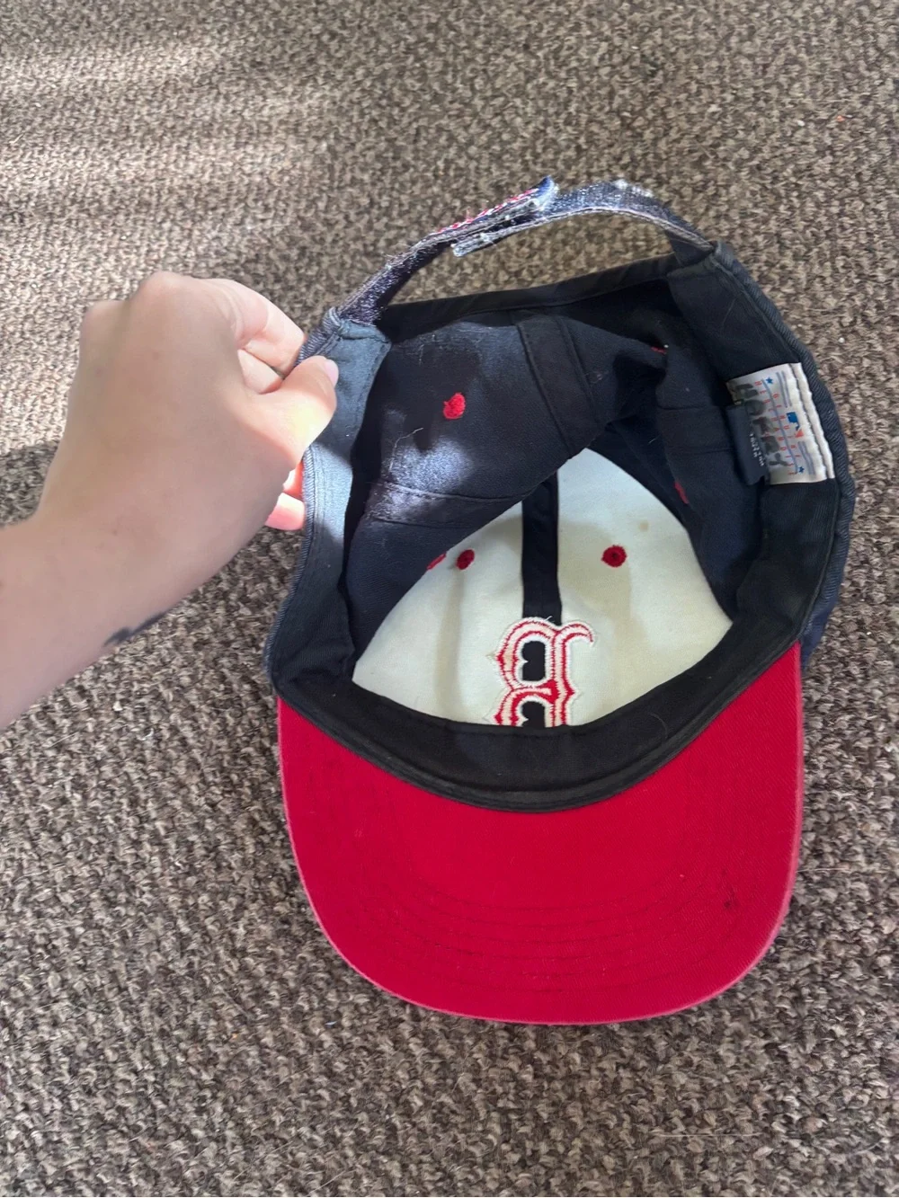 Vintage MLB Kids Navy Red Sox Cap with Red 'B' Logo